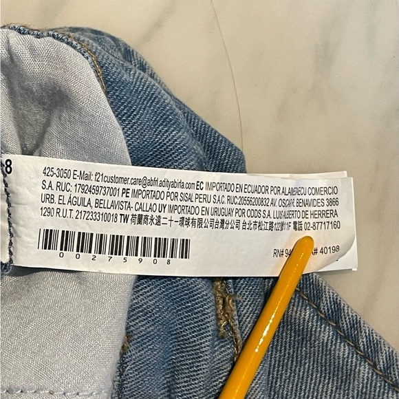 Forever 21 Denim Crossover Belted High Waist Shorts Medium Blue Jean Fold Hem - Picture 5 of 9